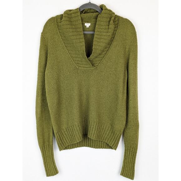 J Crew Factory Sweater Shawl Mohair Wool Fuzzy Fall Winter Preppy Green Size XL - Picture 1 of 10
